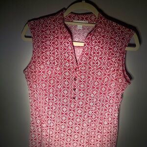 Westport red and white sleeveless blouse